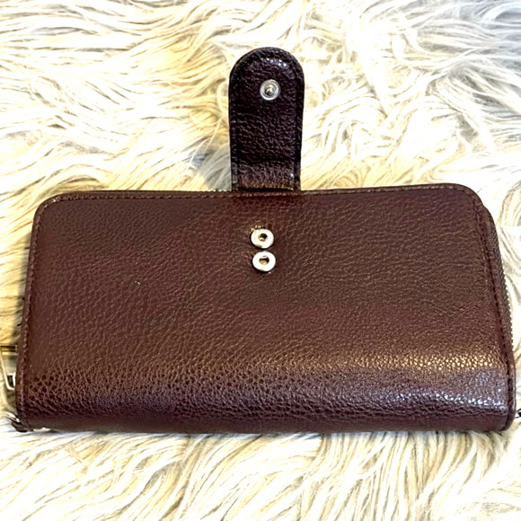 Sofia Bellina Brown Leather Wristlet Wallet Supple Leather Multi Slot & Pocket - Picture 5 of 11